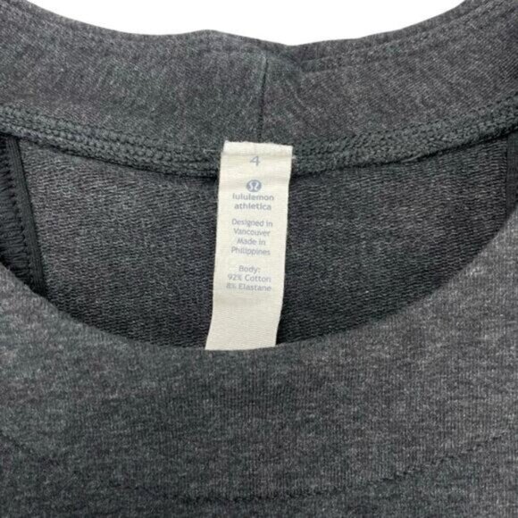 LULULEMON Getaway Crew French Terry Heathered Black Womens Size 4 - Picture 6 of 9